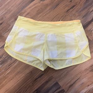 Lululemon Yellow & White Plaid Speed Shorts - 8